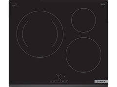 Placa inducción - Bosch PUJ631BB5E, 3 zonas, 28 cm, Función Sprint, Control TouchSelect, 60 cm, Negro