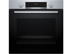 Horno - Bosch HBA514ES3, Serie 4, Multifunción, Limpieza por agua, 71 l, HotAir 3D, Mandos ocultables, 60 cm, inox