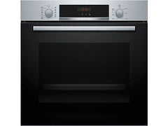 Horno - Bosch HBA574ES3, Multifunción, Pirolítico, 71 l, 59.4 cm, HotAir 3D, Asistente de limpieza con agua, Inox