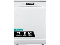 Lavavajillas - Hisense HS622E10W, 13 servicios, 7 Programas, 59.8 cm, Media carga, Blanco