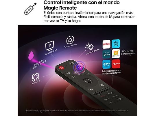 TV OLED 42 - LG OLED42C55LA, OLED 4K, Procesador Inteligente α9 AI Processor 4K Gen8, Smart TV, DVB-T2 (H.265), Negro
