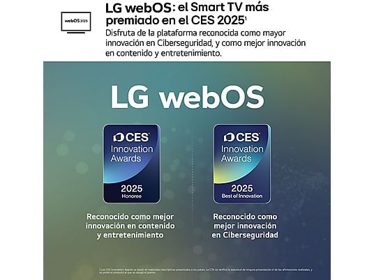TV OLED 65" - LG OLED65G54LW, OLED 4K, Procesador Inteligente α11 AI Processor 4K Gen2, Smart TV, Gallery Design, Rocky Black