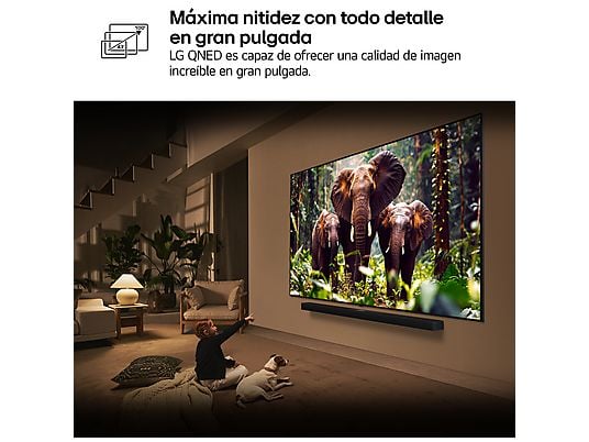 TV QNED 65 - LG 65QNED81A6A, UHD 4K, Procesador Inteligente α7 AI Processor 4K Gen8, Smart TV, DVB-T2 (H.265), Negro