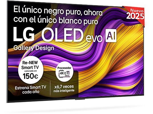 TV OLED 55 - LG OLED55G54LW.AEU, UHD 4K, Procesador Inteligente α11 AI Processor 4K Gen2, Smart TV, DVB-T2 (H.265), Rocky Black