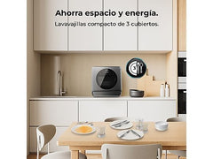 Lavavajillas compacto - CECOTEC Bolero Aguazero 1150 Dark, 3 servicios, 6 programas, 42,5 cm, 300